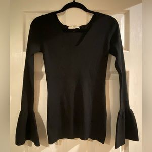 Sandro black long bell sleeve ribbed sweater. Size 3 (large).
